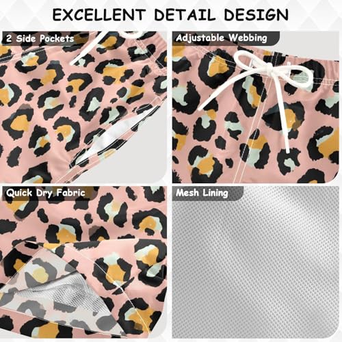 Boys Swim Trunks Pink Leopard Print Cheetah Pattern Toddler Swim Shorts Beach Board Shorts Swimsuit3