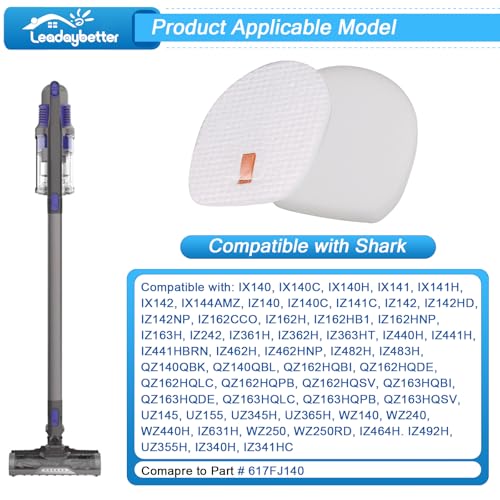 Image of Leadaybetter 2Pack IZ377H Filter Replacement for Shark Rocket Pet Pro IX140 IX141 IX142 IZ140 IZ141C IZ142 IZ162H IZ362H IZ363HT IZ440H IZ462H IZ482H IZ483H UZ145, Part # 617FJ140