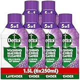 Dettol, Washing Machine Cleaner, Lavender, 1.5L (250ml x 6pck) Antibacterial, Removes Bacteria, Odours, Limescale and Hidden Dirt, Lasting Freshness, Kills 99.9 Percent of Bacteria