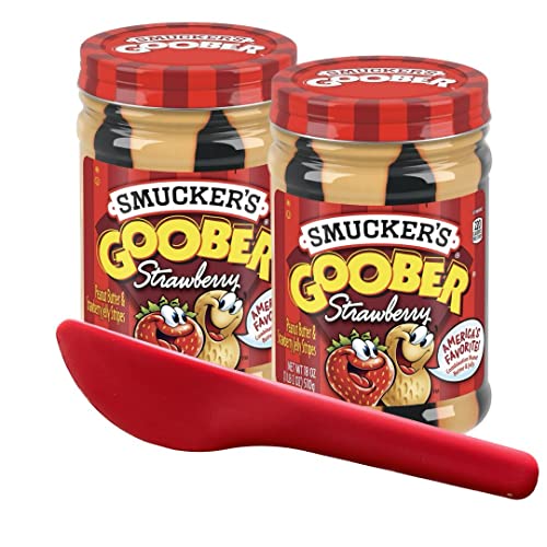 Peanut Butter And Strawberry Jelly Spread Bundle, Two (2) Smucker's Goober Peanut Butter And Strawberry Jelly Stripes, 18 Ozs And One (1) Sandwich Spreader #TOP10