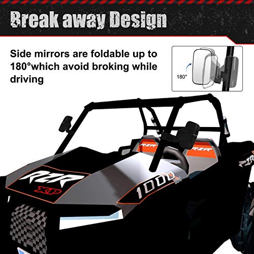 Ranger Side Mirrors SUNPIE Polaris Ranger Mirrors Compatible with Polaris Ranger w/Pro Fit Cab, General, Crew Vehicle 2014-2022, Can Am Maverick Trail Defender w/Profiled Tube, Commander Profiled Tube