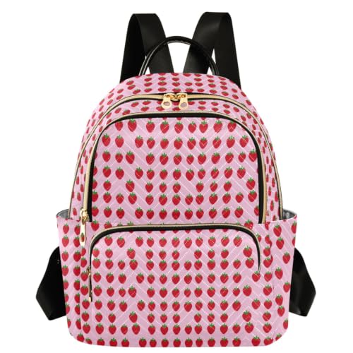 Mochila casual de paseo para mujer con estampado de fresa