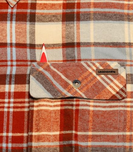 Legendary Whitetails Mens Flannel Shirt Long Sleeve Button Down 100% Cotton, Rust and Dust Plaid, 2XL