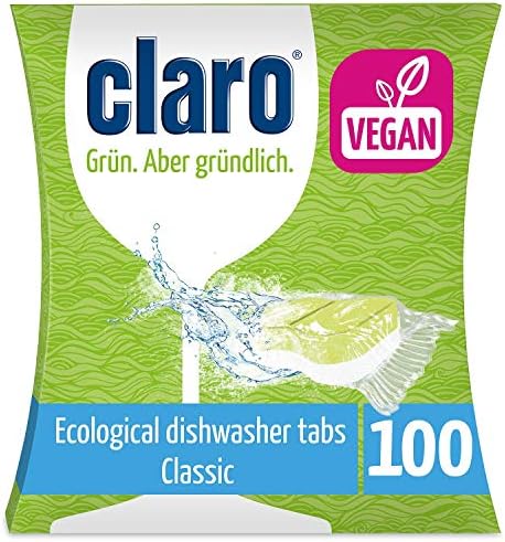 CLARO Classic XXL - 100 Phosphate-Free Eco-Friendly Dishwasher Tabs - Dishwasher Tablets Bulk Economy Pack