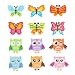 Phogary 5D Diamond Painting Kits for Kids, 12PCS Owl & Butterfly Pattern DIY Arts and Crafts Kits for Children Sticker Paint with Diamonds by Numbers