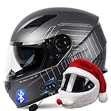 [CASCO BLUETOOTH INTEGRADO PARA MOTOCICLETA]: los auriculares Bluetooth se pueden emparejar con teléfonos móviles. Escuche música, responda automáticamente llamadas y otro contenido, es fácil de instalar y tiene un sistema estéreo de alta calidad, lo que le permite cambiar sin problemas entre llamadas y música mientras conduce.