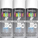 Paint Factory Colour it White Primer Spray, Quick Drying, Matt Finish, All Purpose Undercoat, 400ml, Pack of 3