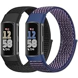 Bcuckood 2 pulseras de nailon compatibles con Fitbit Charge 6/Fitbit Charge 5 para mujer y hombre, correa de repuesto de nailon para Fitbit Charge 6/Fitbit Charge 5
