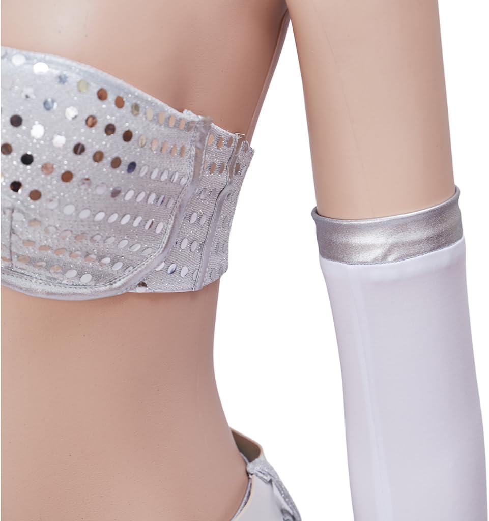 MelangCos Fembot Cosplay Costume Halloween Sexy Feather Lingerie Dress Outfit
