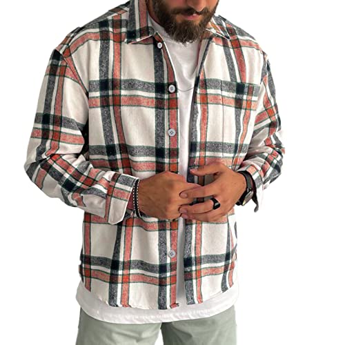 Chemise en flanelle à carreaux homme kaki taille M à manches longues