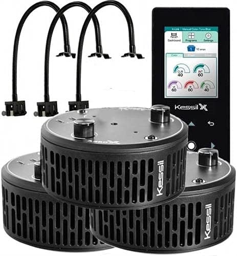 Kessil Three A360X Tuna Sun LED Lights with Controller & Three Goosenecks Bundle