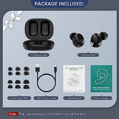 Chisana Hearing Aids With Touch Panel, Rechargeable Digital Inner-Ear Hearing Sound Amplifier Devices, Black #TOP6