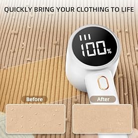 Alternative view of Fabric Shaver, Lint Remover Rechargeable, Electric Portable Sweater Defuzzer with 3 Speeds, 6 Leaf Blades, Digital LED Display to Remove Pilling for Clothes, Furniture, Sweater, Couch, Blanket