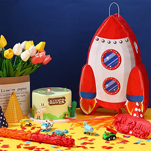 Rocket Pinata Space Pinata With Blindfold And Bat Space Themed Party Supplies For Kids Boy Girl Birthday Space Party Game Toys Favors Decorations, 16.5 X 10.7 X 3 Inches #TOP3