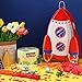 Suilung Rocket Pinata Space Pinata with Blindfold and Bat Space Themed Party Supplies for Girls Boys Kids Birthday Party Game Toys Favors Decorations, 16.5 x 10.7 x 3 Inches