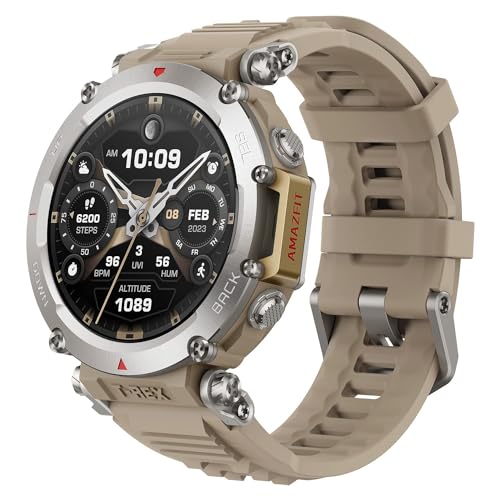 Am’-azfit T-Rex Ultra Smart Watch for Men,Dual-Band GPS,Route Import & Navigation,6 Satellite Positioning Systems,-30 Ultra-Low Temperature Operation,Rugged Outdoor Military-Grade Smartwatch,Beige.