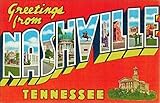 JR Studio 3x5 inch Greetings from Nashville Sticker (Vintage Post Card Design) Vinyl Decal Sticker...