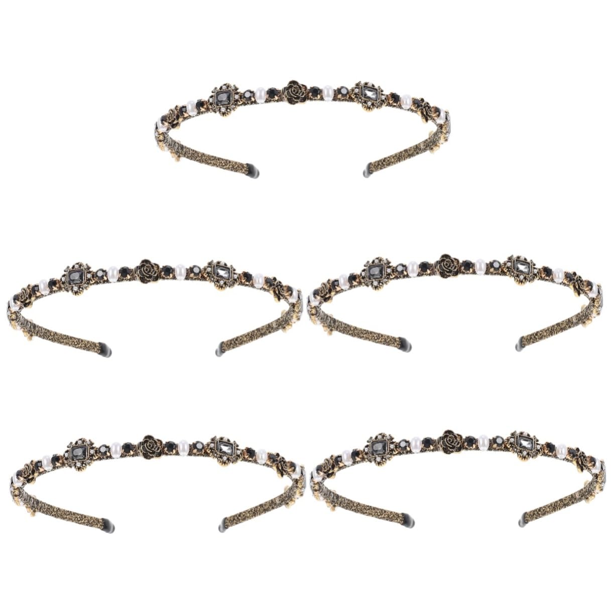 Healeved 5piezas Diadema Retro Rhinestones y Perlas Para Boda Accesorio De Cabello Elegante Para Niñas y Mujeres Adorno De Fiesta y Ceremonia