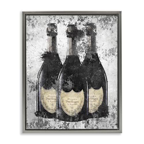 Champagne Bottles Glam Still Life, 25 x 31 Inch Canvas in Floater Frame