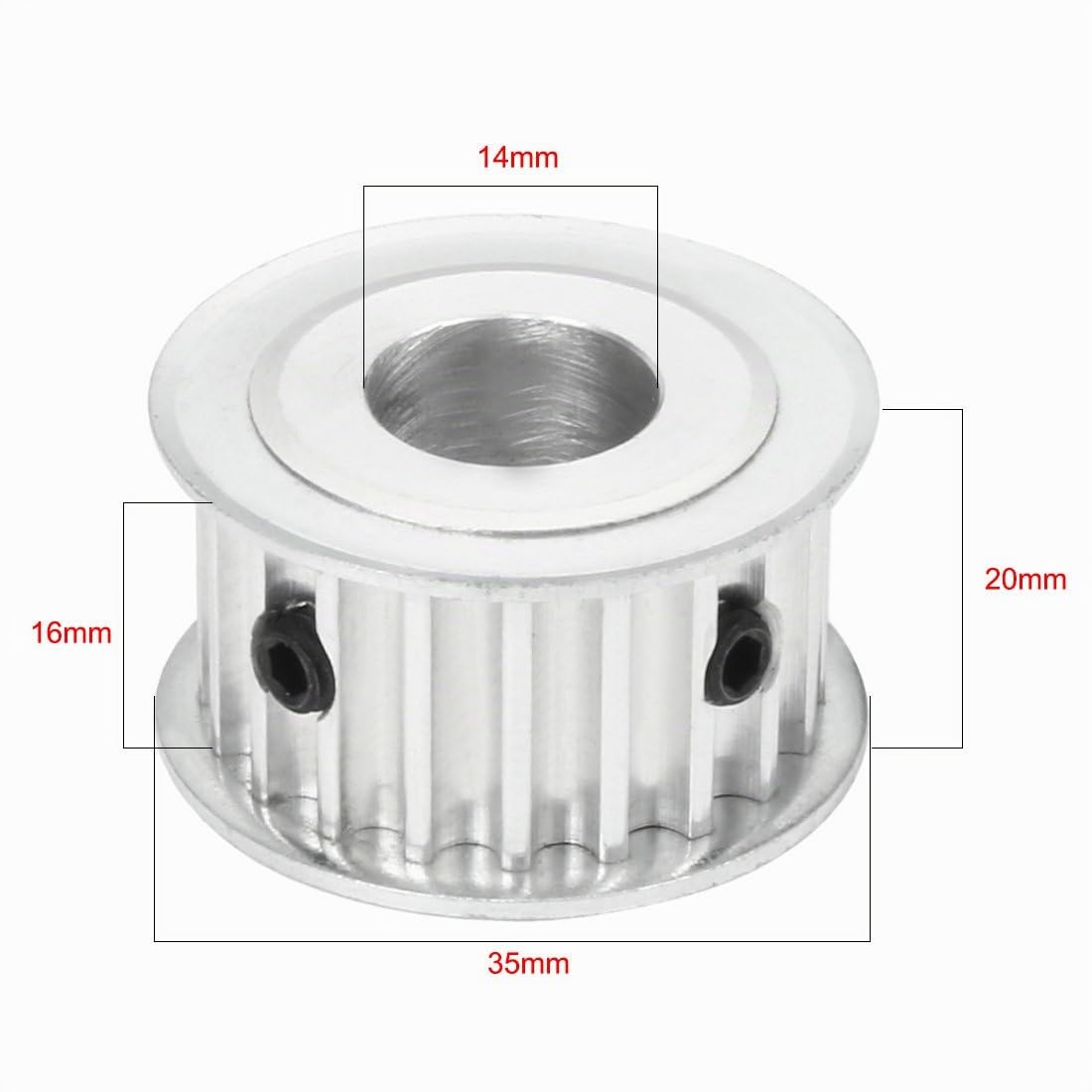 sourcingmap Roue synchrone 20 dents Alésage 14mm Aluminium Courroie de distribution 16 mm largeur