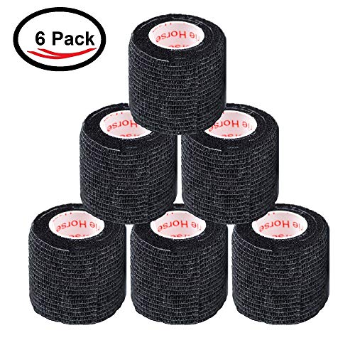 Prairie Horse Supply 2 Inch Self Adhesive Medical Bandage Wrap Sport Tape (Black Bean) (6 Rolls) Self Adherent Cohesive First Aid Sport Flex Wrist Ankle Knee Sprains And Swelling #TOP7