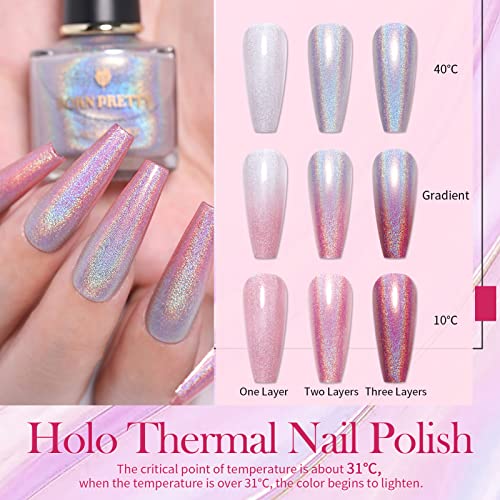 Born Pretty Glitzer Nagellack, Thermo Nagellack Holographic Nagellack Thermoeffekt Glitter Regenbogen Shining Glitter… – Bild 6