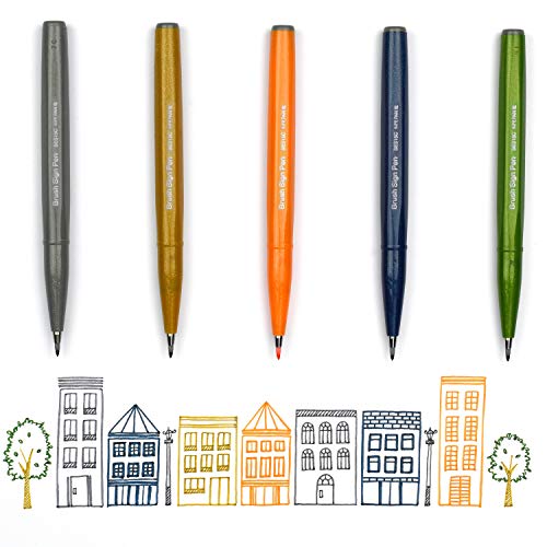 Caneta Brush Sign Pen Pentel Bordo