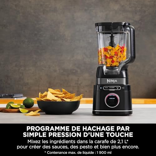 Ninja Detect Power Blender Processor Pro 3-en-1, mixeur 1200W, bol à mélanger, lame malaxeur, gobelet individuel, récipient, pétrir, mixer, hacher et mélanger, noir, TB401EU – Image 3