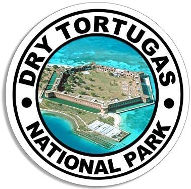 Calcomanía redonda seca del Parque Nacional Tortugas (caminata de caravana de decal) Tamaño 4 x 4 pulgadas