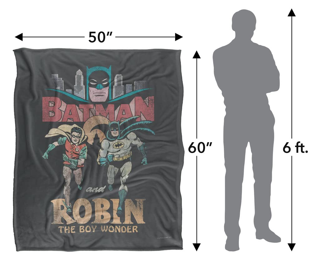 LOGOVISION BATMANBatman Classic TV Decke mit Batman- und Robin-Charakteren, Silky Touch, Optimalweich, 152 x 127 cm