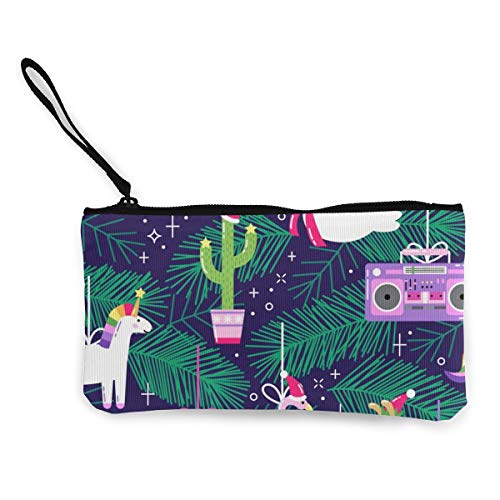 Preisvergleich Produktbild Architd Münzbörse Make-up-Tasche mit Reißverschluss, Handgelenk, Reise-Kosmetiktasche für Damen, Mädchen, niedliches Flamingo und Einhorn, Weihnachtsdekoration, personalisierbar