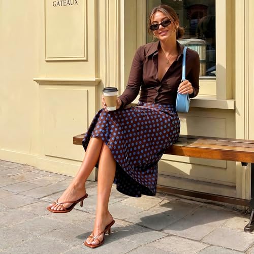 Image of DREAM PAIRS Kitten Heels for Women Flip Flops Slip on Low Heels Open Square Toe Thong Heeled Strappy Sandals Slides Comfortable Dress Shoes