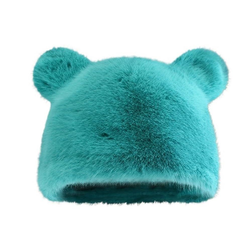 Chapeau d'hiver oreilles d'ours bleu pour ski et sorties urbaines