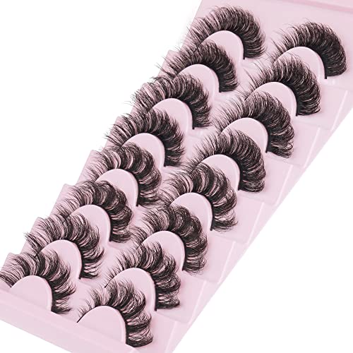 Eyelashes Fluffy Russian Strip Mink Lashes 4 Styles Wispy Full Volume False Eyelashes Look like Mink Eyelash Extensions 8 Pairs by Yawamica