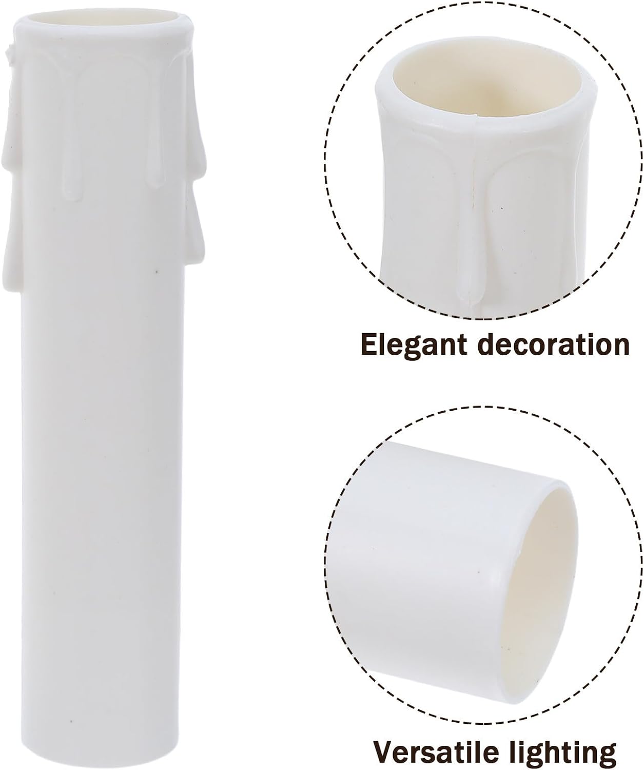 BESTonZON 12pcs E14 Candle Socket Covers Sleeves for Chandelier Installation, Vintage Style Pvc Drip Candle Sleeves, 4.13 Inch Tall, Easy Installation, Fits Standard E14 Bases, Beige Color