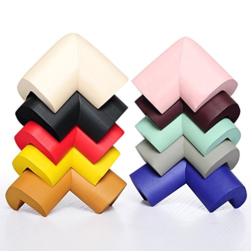 Elf Star 12 Pcs Extra Thick Premium High Density Furniture Table Edge & Corner Guard Baby Proofing Bumper Protector - Jumbo Size Value Pack Black