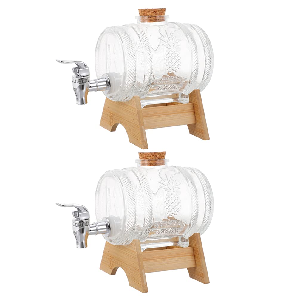 2 sets Wood Beverage Dispensers Rack Faucet Whiskey Bourbon Beer Party Drinks