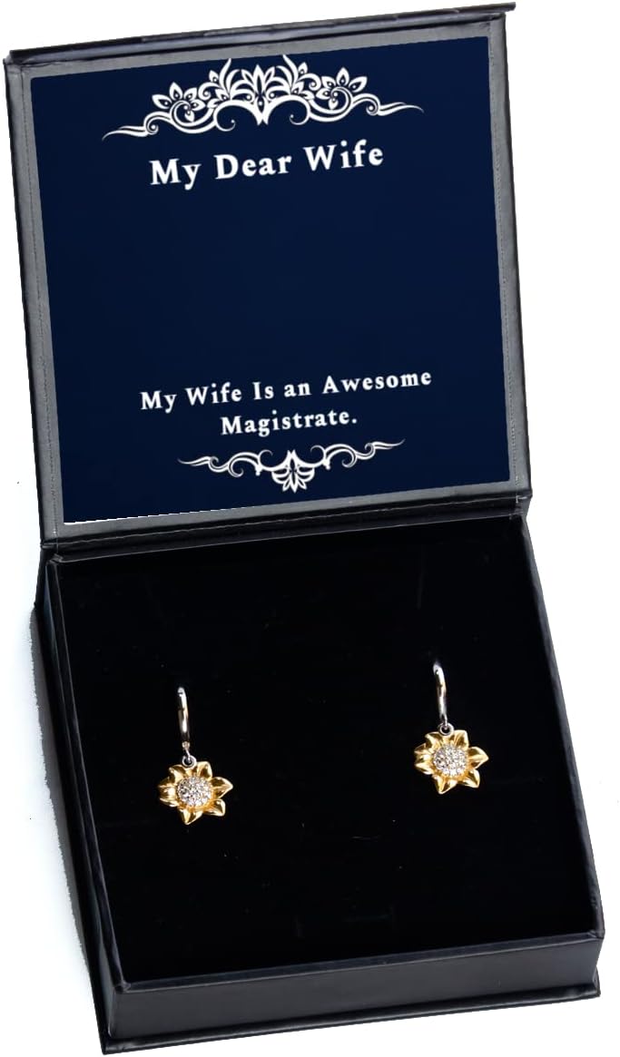 My Wife is an Awesome Magistrate. Wife Sunflower Earrings, Perfect Wife, Jewelry for