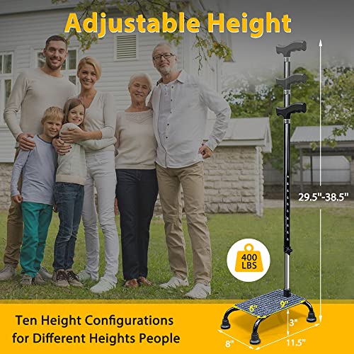 Stair Climbing Cane Half Steps For Stairs Lifts Seniors Elderly Stair Cane Walking Aids For Stability 4 Prong Base Adjustable Sticks Stair Helper Assist Devices Mobility Aids Equipment Black #TOP1