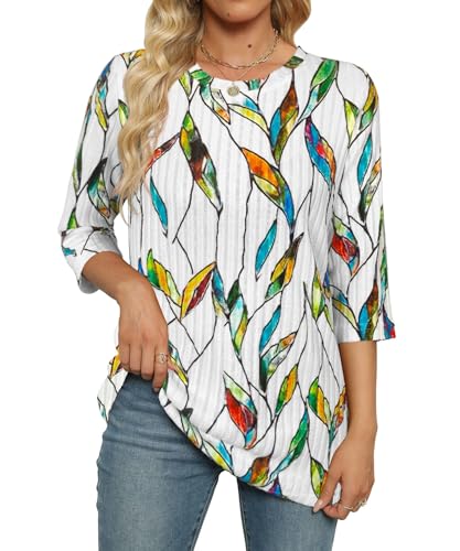 Image of JomeDesign Sweaters for Women 3 /4 Sleeve Tops Round Neck Loose Casual Blouses