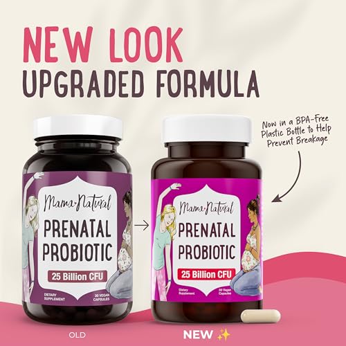 Image of Mama Natural Prenatal Probiotics for Women - Gut & Immune Support for Pregnancy, Breastfeeding & Postpartum* | 25 Billion CFU, 12 Strain Probiotic & Prebiotic Blend to Support Mom and Baby