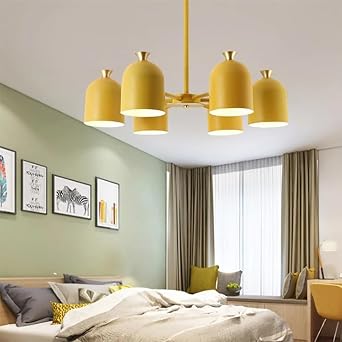 Modern 6-Lights Chandelier Ceiling Pendant Light 28 inch Recessed Ceiling Lights Flush Mount Indoor Lighting for Living Room, Bedroom, Foyer, E26 Yellow Close to Ceiling Light Fixtures