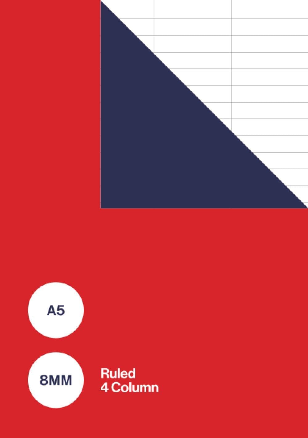 A5 8mm Ruled 4 Column: Small Lined Notebook / Exercise Book / Journal with Four Columns