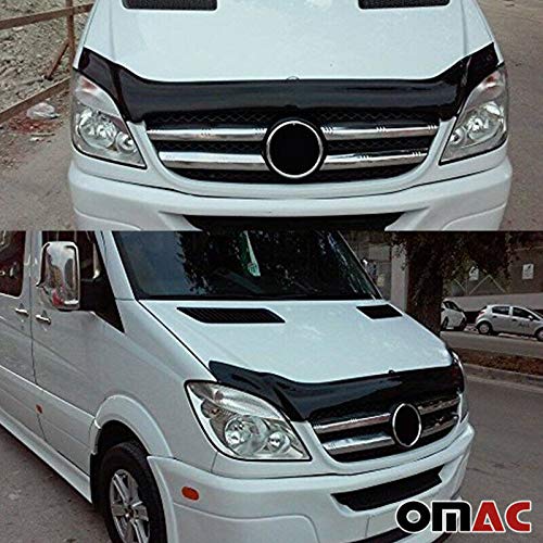Omac Front Bug Deflector For Mercedes Sprinter W906 2006 To 2013, Hood Protector, All Weather, Black #TOP1