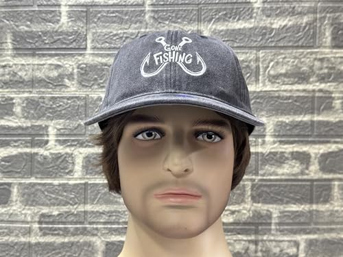 Image of Fishing Baseball Cap for Men Women, Adjustable Embroidered Fish Hat | Fishing Gear, Outdoor Adventure Design, Precision Embroidery Craft, One Size Adjustable Fit