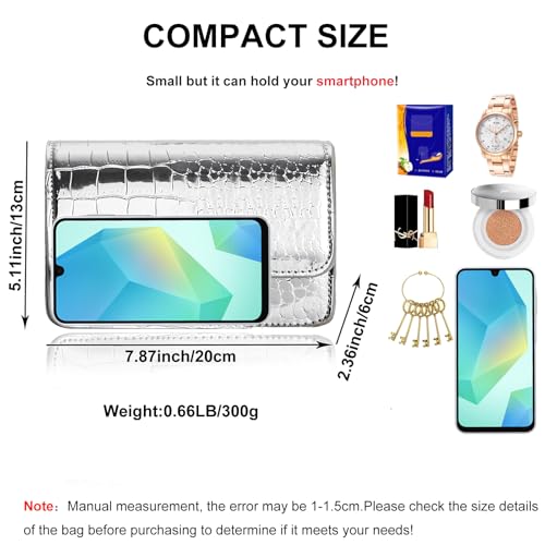Image of Small Crossbody Purse Bag for Women,Y2K Cute Metallic Croc Handbag