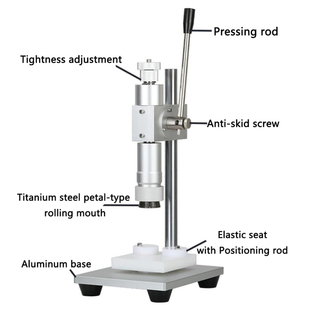 Tappatrice Manuale per Profumo, Strumento per sigillare Profumo da 13 mm/15 mm/18 mm/20 mm, tappatore ad Altezza Regolabile, Design a Leva, pressatura Facile, per plastica, Metallo 18 mm