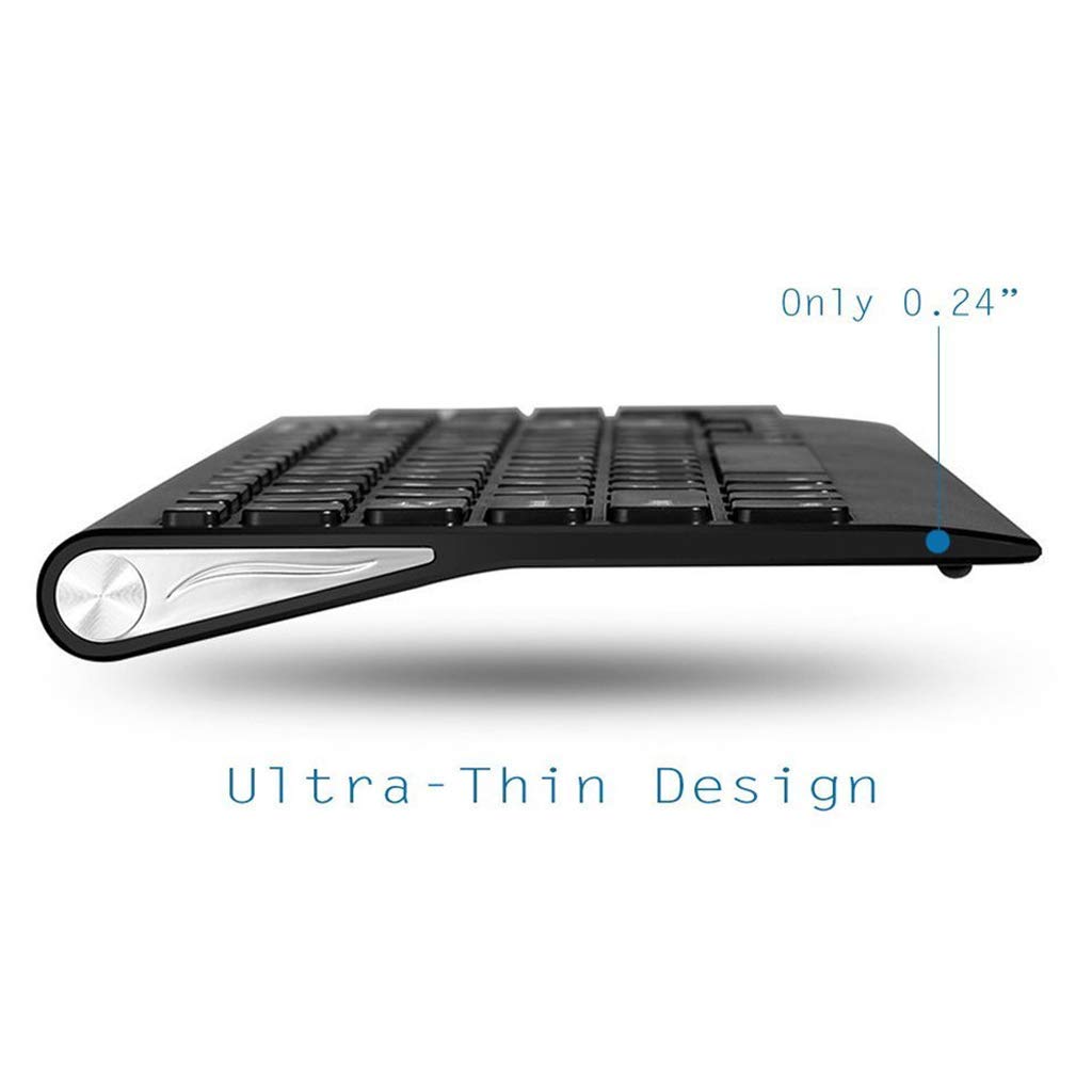 Teclado inalámbrico Bluetooth con ratón óptico de Juego Conector Receptor USB Compacto Negro