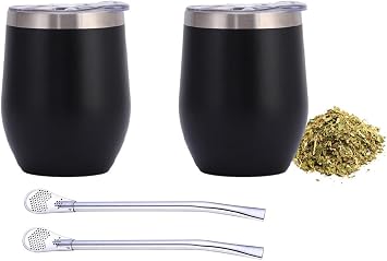 Yerba Mate Cup, 2 Pcs, Matte Black