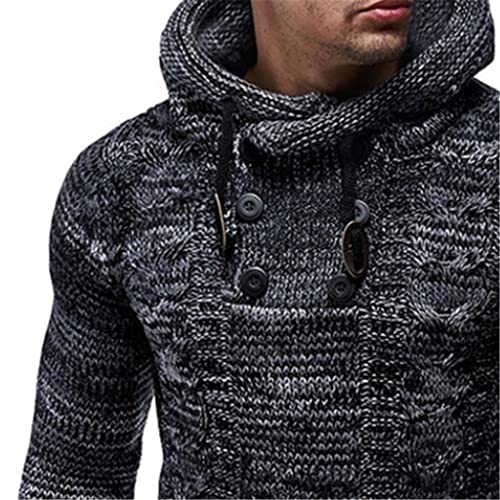 O- Neck Long-Sleeved Slim-fit Pullover Autumn and Winter Men's Solid Color Knitted Hooded Sweater (Color: A, Size: Mcode) (A 2X)2